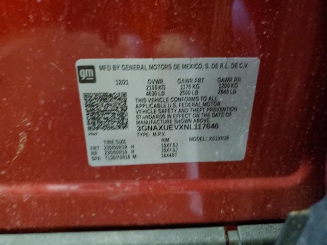 2022 CHEVROLET EQUINOX LT - 3GNAXUEVXNL117646