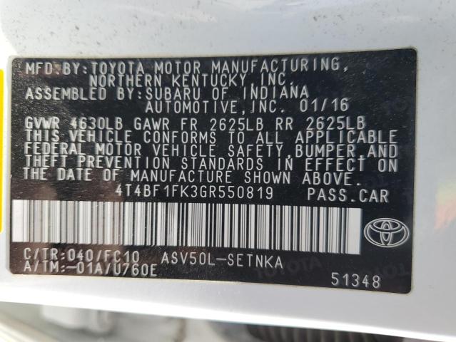 2016 TOYOTA CAMRY LE - 4T4BF1FK3GR550819