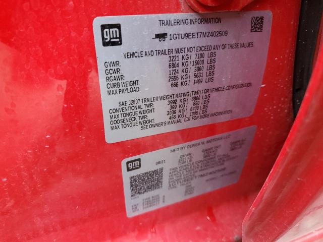 2021 GMC SIERRA K15 - 1GTU9EET7MZ402509