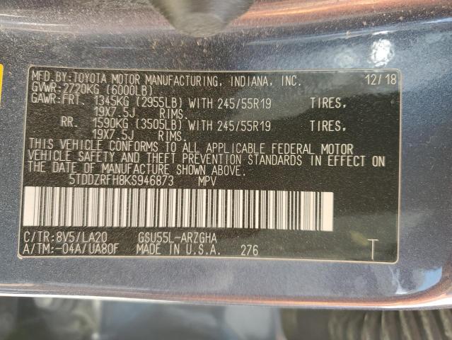 2019 TOYOTA HIGHLANDER - 5TDDZRFH8KS946873