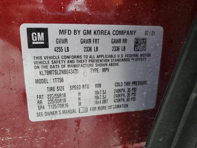 2022 CHEVROLET TRAILBLAZE KL79MTSL2NB043431