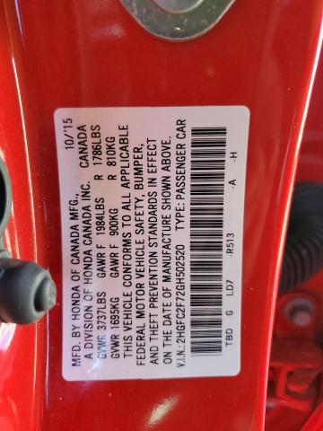 2016 HONDA CIVIC EX 2HGFC2F72GH502520