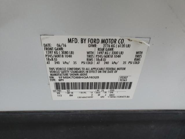 2017 FORD EXPLORER X - 1FM5K7D88HGA16325
