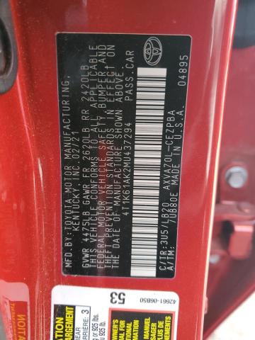 2021 TOYOTA CAMRY XSE - 4T1K61AK2MU437294