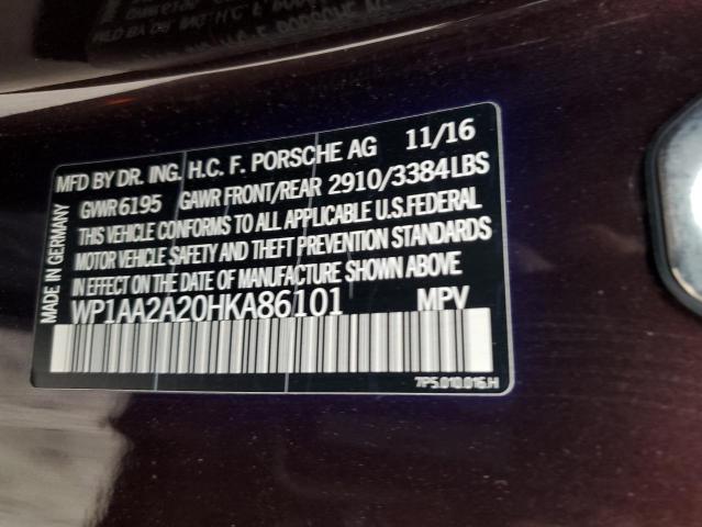 2017 PORSCHE CAYENNE - WP1AA2A20HKA86101