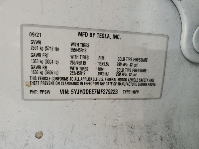 2021 TESLA MODEL Y - 5YJYGDEE7MF279223