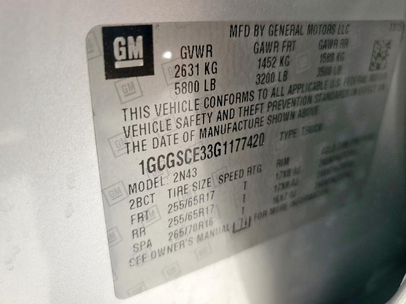 2016 CHEVROLET COLORADO L - 1GCGSCE33G1177420