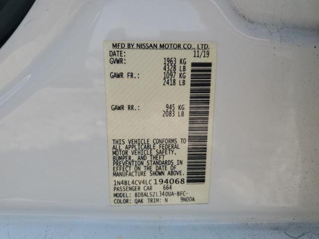 2020 NISSAN ALTIMA SR - 1N4BL4CV4LC194068