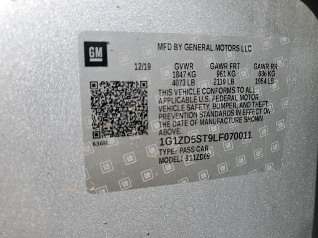 2020 CHEVROLET MALIBU LT - 1G1ZD5ST9LF070011