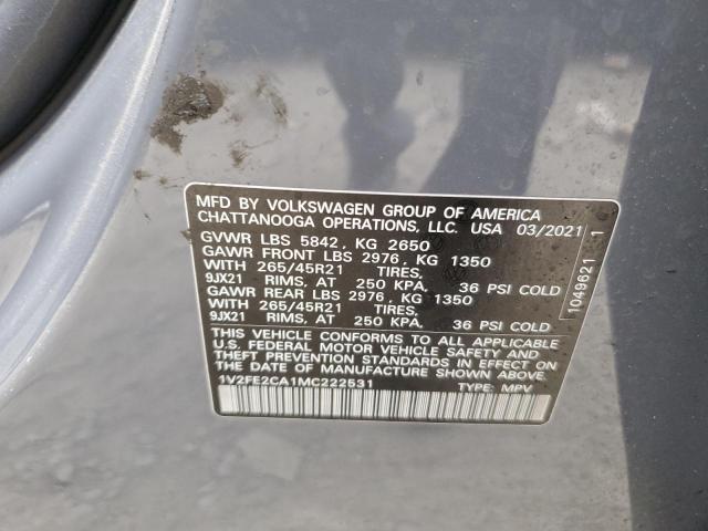 2021 VOLKSWAGEN ATLAS CROS - 1V2FE2CA1MC222531
