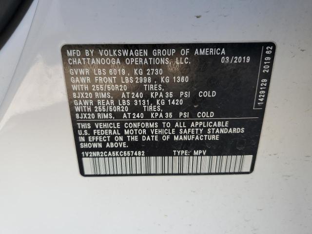 2019 VOLKSWAGEN ATLAS SEL 1V2NR2CA5KC557482