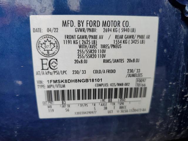 1FMSK8DH8NGB18101 2022 FORD EXPLORER