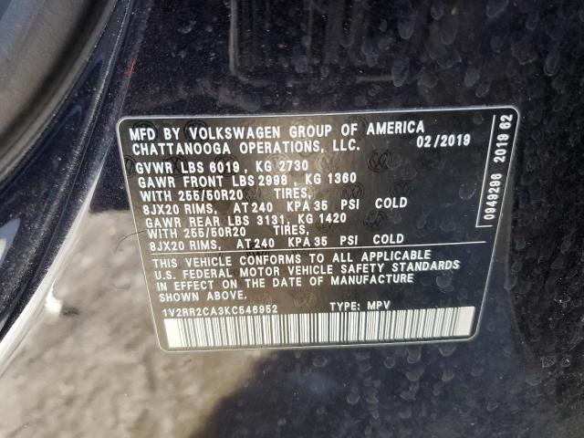 2019 VOLKSWAGEN ATLAS SEL - 1V2RR2CA3KC546952