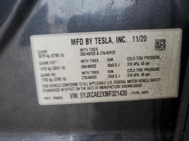 2021 TESLA MODEL X - 5YJXCAE2XMF321430
