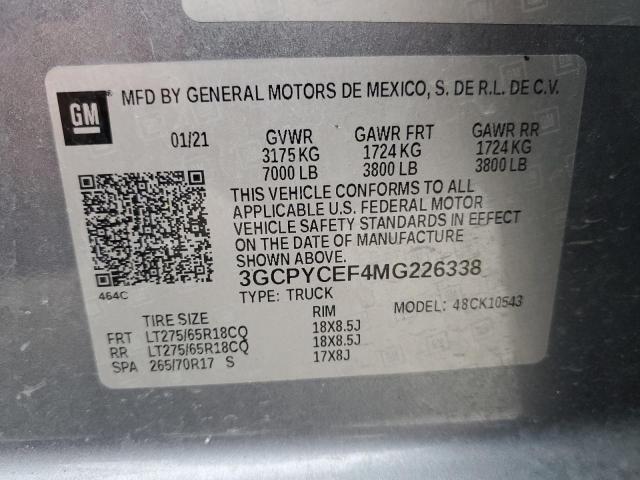 2021 CHEVROLET SILVERADO - 3GCPYCEF4MG226338