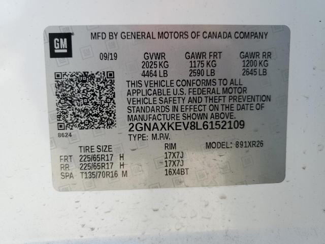 2020 CHEVROLET EQUINOX LT - 2GNAXKEV8L6152109