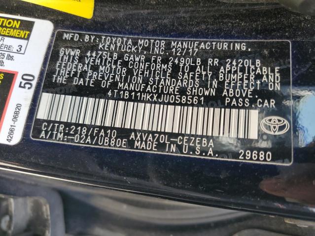 2018 TOYOTA CAMRY L - 4T1B11HKXJU058561