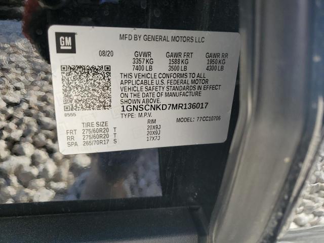 1GNSCNKD7MR136017 2021 CHEVROLET TAHOE