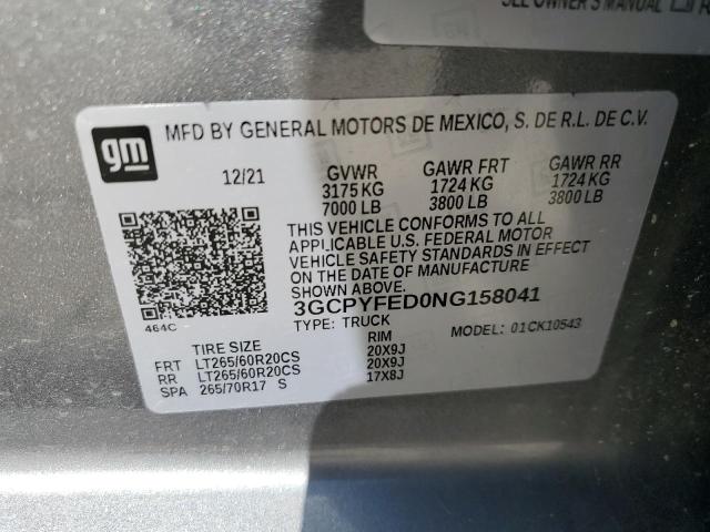 3GCPYFED0NG158041 2022 CHEVROLET ALL Models