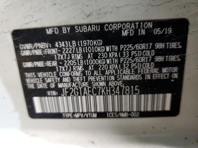 2019 SUBARU CROSSTREK - JF2GTAEC7KH347815