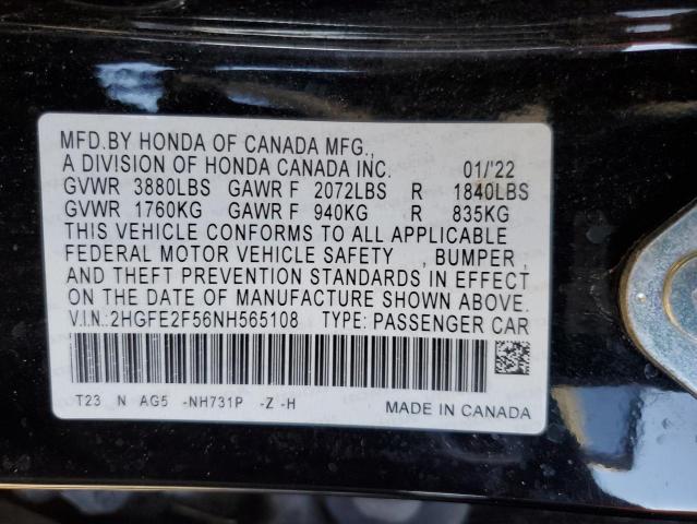 2022 HONDA CIVIC SPOR - 2HGFE2F56NH565108