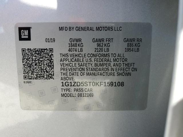 2019 CHEVROLET MALIBU LT - 1G1ZD5ST0KF159108