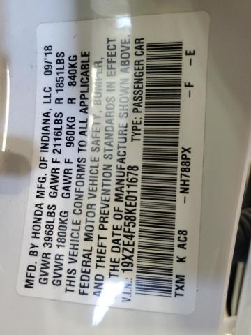 2019 HONDA INSIGHT EX 19XZE4F58KE011678