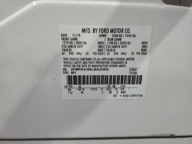 2020 FORD EDGE SEL - 2FMPK4J96LBA25402