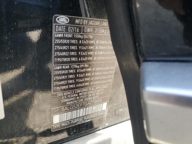 2016 LAND ROVER RANGE ROVE - SALGS2EF7GA279669