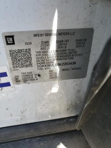 2019 GMC ACADIA SLT 1GKKNULS0KZ203438