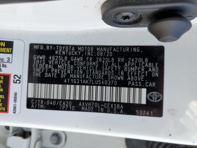 2020 TOYOTA CAMRY SE - 4T1G31AK7LU540370
