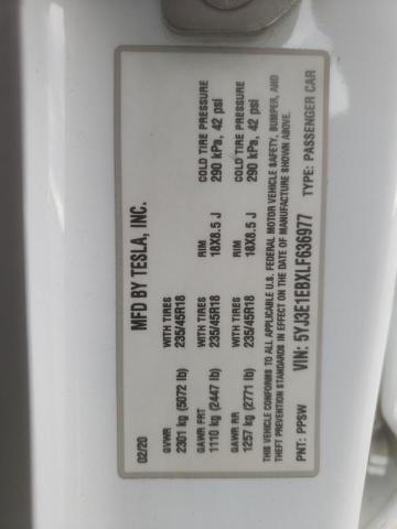 2020 TESLA MODEL 3 - 5YJ3E1EBXLF636977