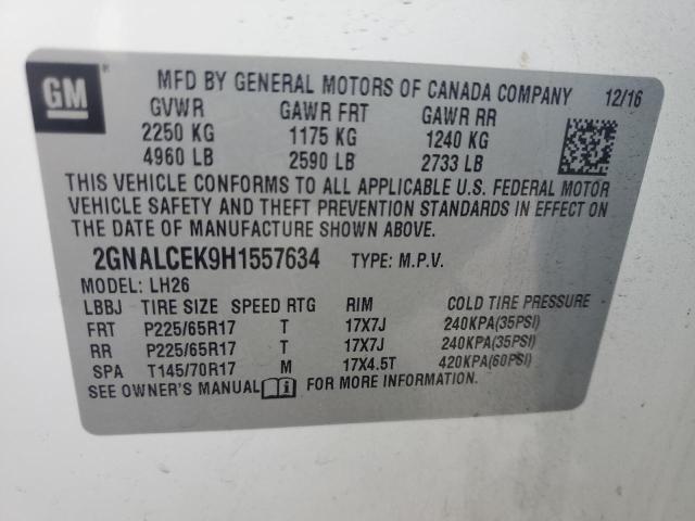 2017 CHEVROLET EQUINOX LT - 2GNALCEK9H1557634