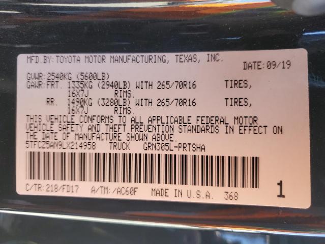 2020 TOYOTA TACOMA DOU - 5TFCZ5AN9LX214958