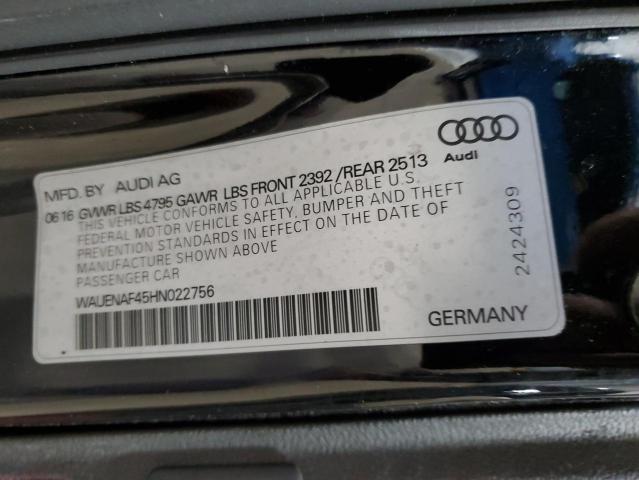 2017 AUDI A4 PREMIUM PLUS WAUENAF45HN022756