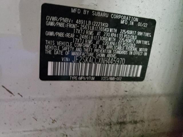 2022 SUBARU FORESTER JF2SKACCXNH445970