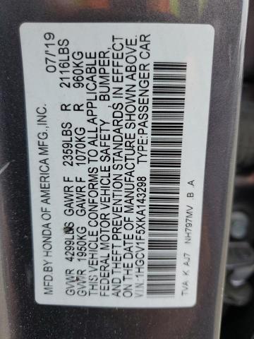 2019 HONDA ACCORD EXL - 1HGCV1F5XKA143298