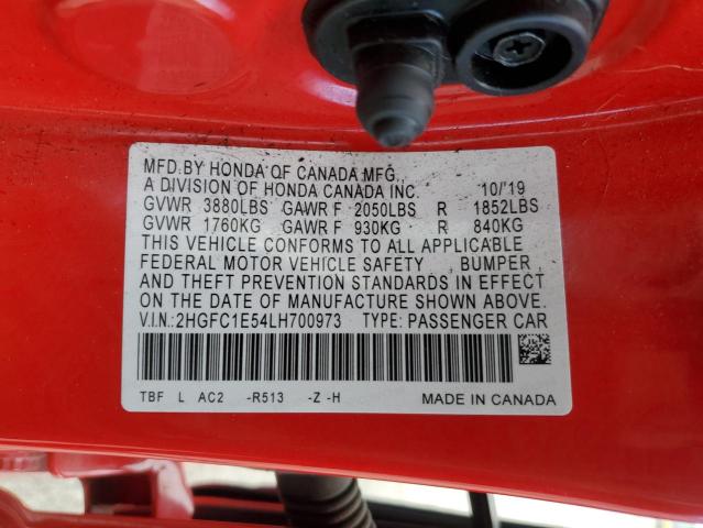 2020 HONDA CIVIC SI - 2HGFC1E54LH700973
