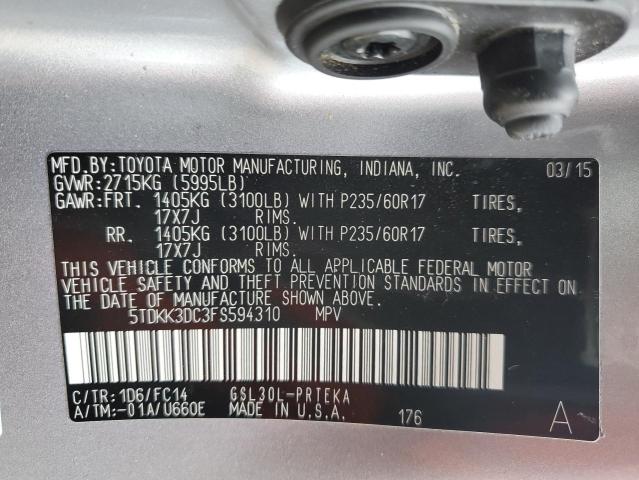 2015 TOYOTA SIENNA LE 5TDKK3DC3FS594310