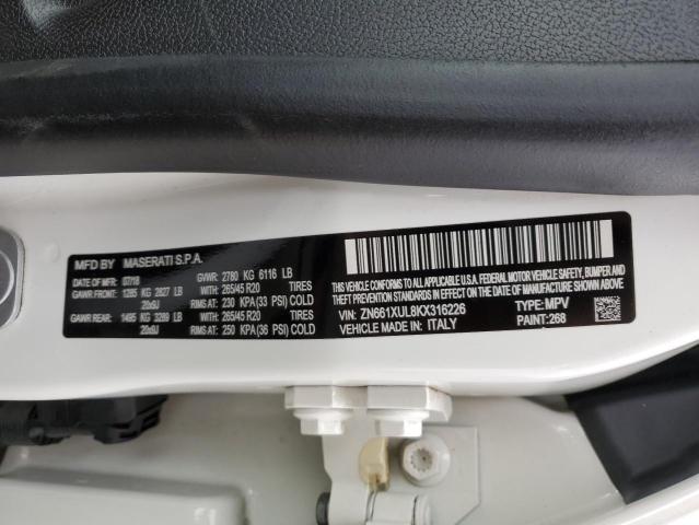 2019 MASERATI ALL MODELS LUXURY ZN661XUL8KX316226 from the USA