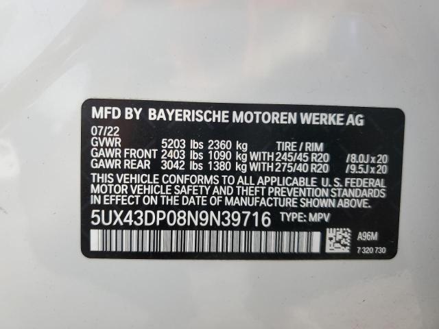 2022 BMW X3 SDRIVE3 - 5UX43DP08N9N39716