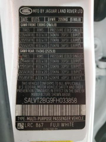 2015 LAND ROVER RANGE ROVE - SALVT2BG9FH033858