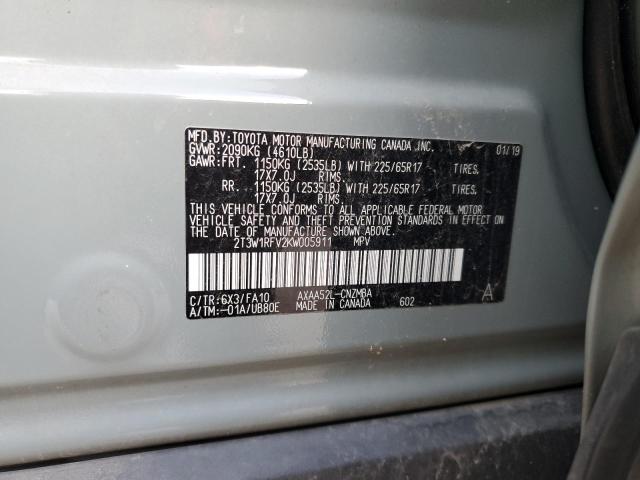 2019 TOYOTA RAV4 XLE - 2T3W1RFV2KW005911