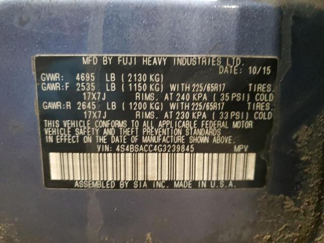 2016 SUBARU OUTBACK 2. - 4S4BSACC4G3239845