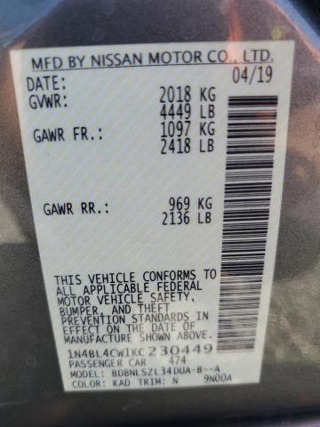 2019 NISSAN ALTIMA SR - 1N4BL4CW1KC230449