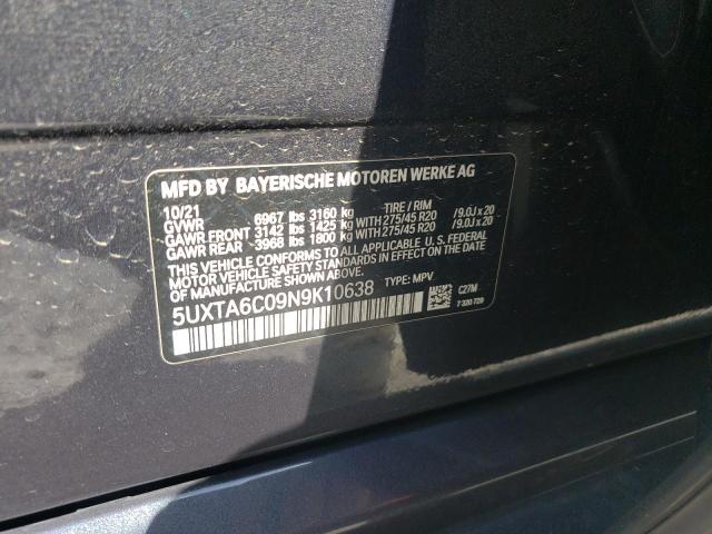 2022 BMW X5 XDRIVE4 - 5UXTA6C09N9K10638