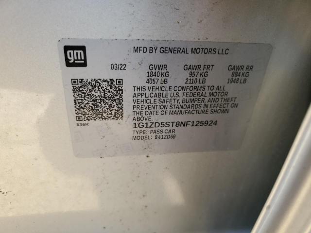 2022 CHEVROLET MALIBU  LT 1G1ZD5ST8NF125924