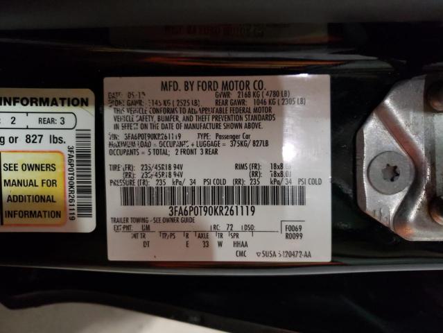 2019 FORD FUSION SE - 3FA6P0T90KR261119