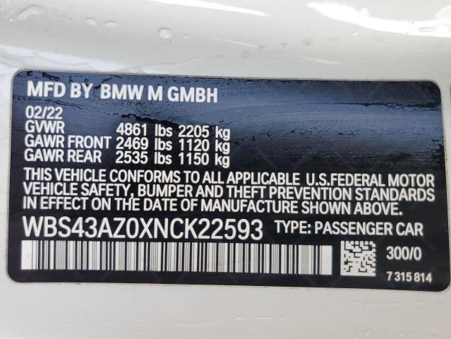 2022 BMW M4 COMPETI WBS43AZ0XNCK22593