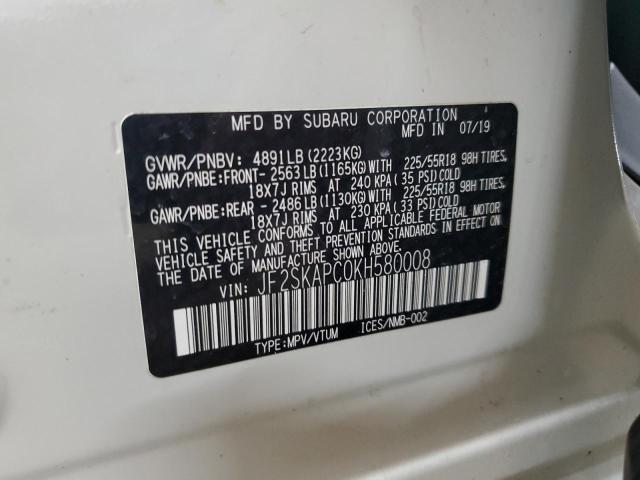 2019 SUBARU FORESTER S JF2SKAPC0KH580008